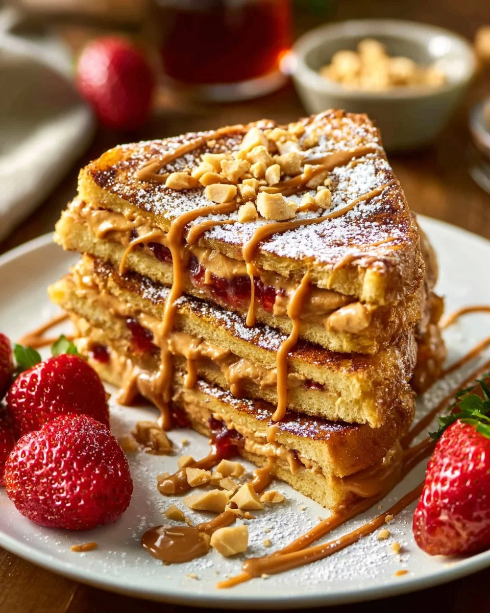 Delicious Peanut Butter and Jelly French Toast served on a plate