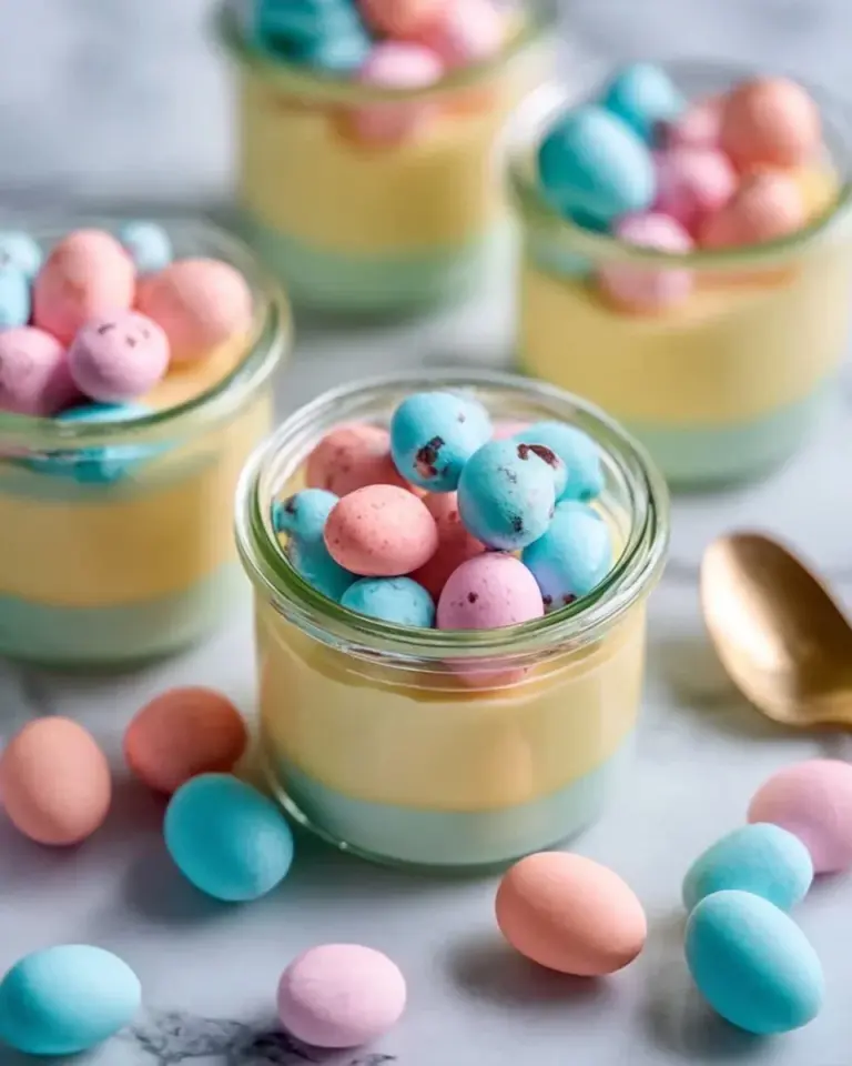 Delicious homemade Robin Egg Fudge decorated with pastel candies.