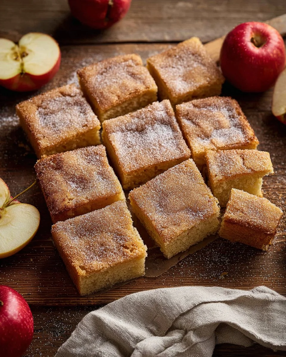 Delicious homemade Apple Cider Blondies with apple pieces and spices