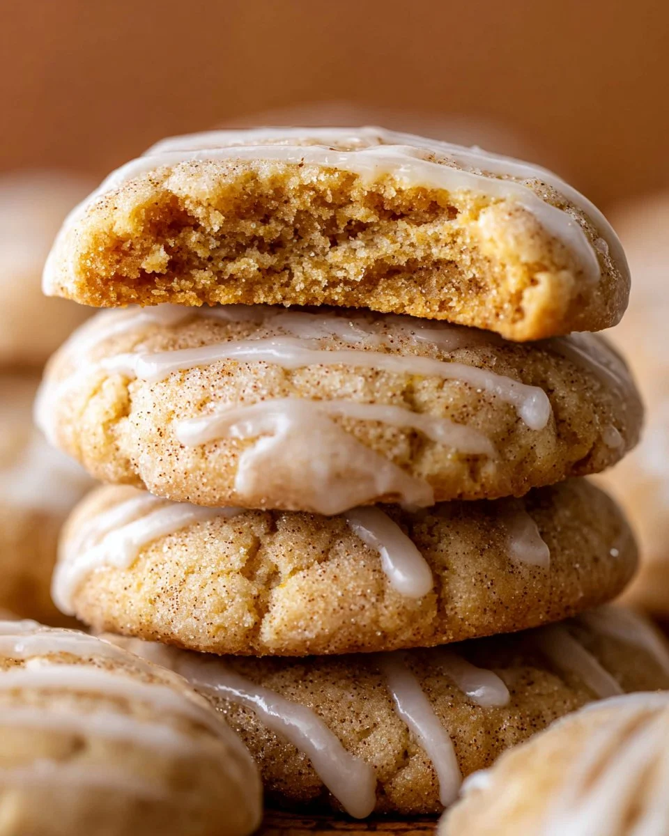 Freshly baked Apple Cider Cookies on a rustic wooden table.
