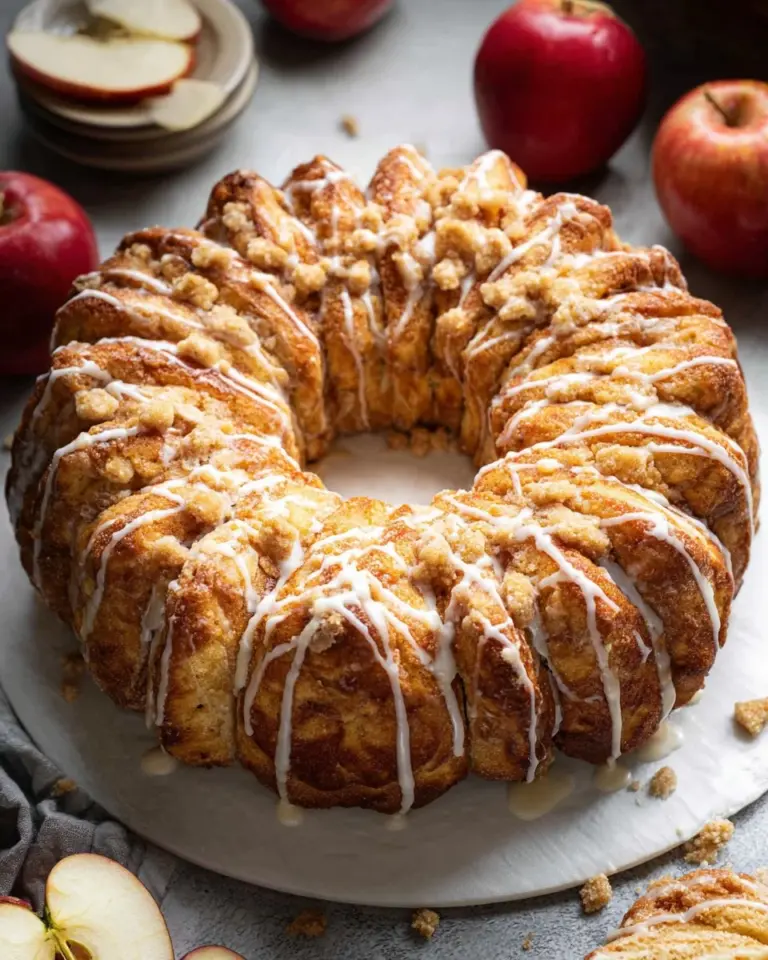 Festive Apple Pie Wreath decorated with delicious apple pie bombs