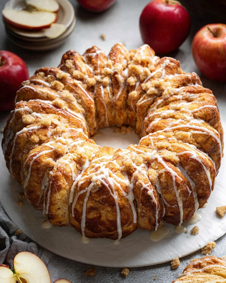 Festive Apple Pie Wreath decorated with delicious apple pie bombs