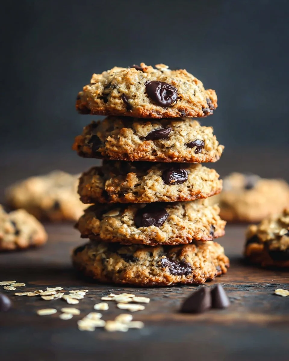 Delicious Banana Oatmeal Chocolate Chip Cookies on a baking tray