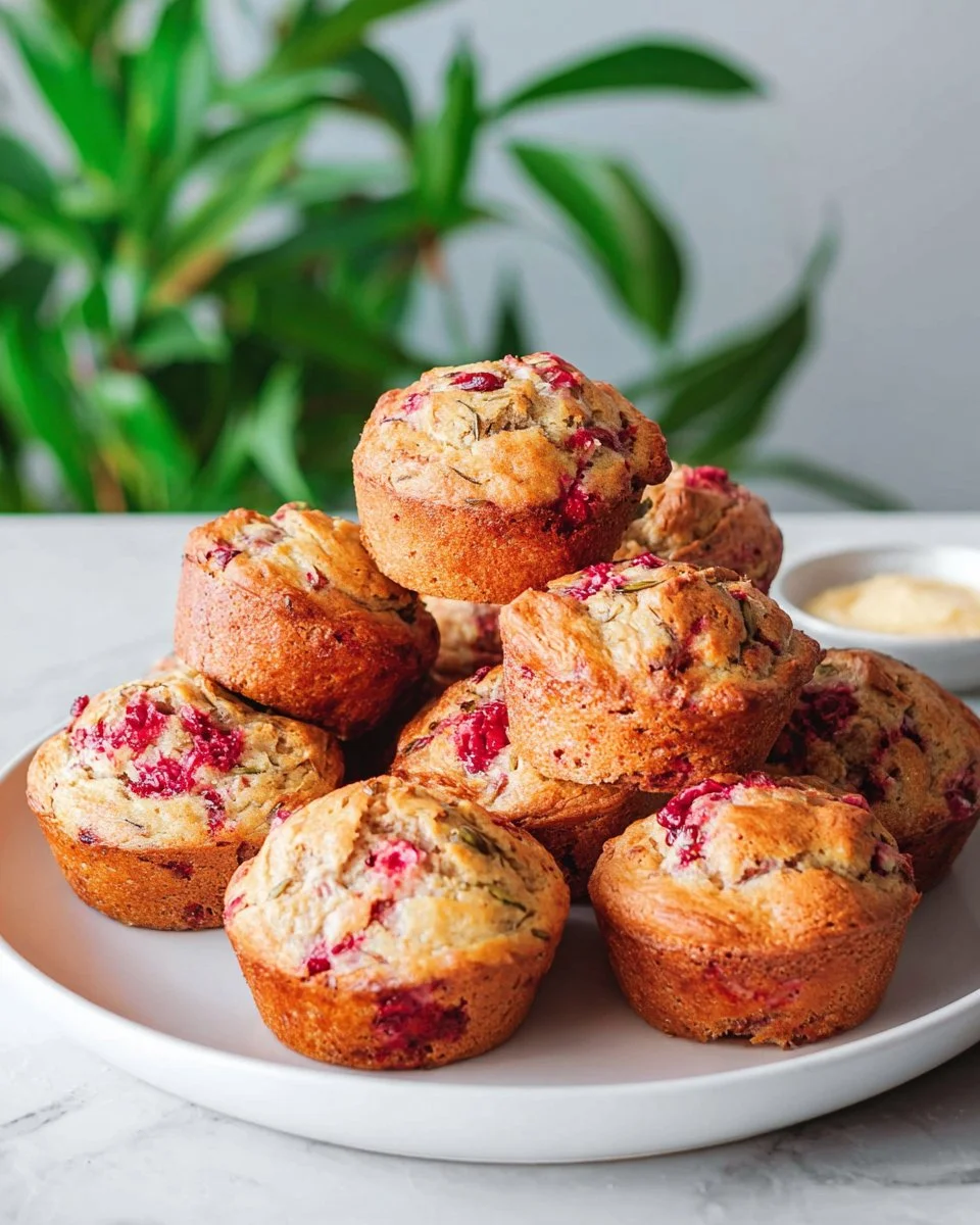 Homemade Banana Raspberry Muffins fresh out of the oven