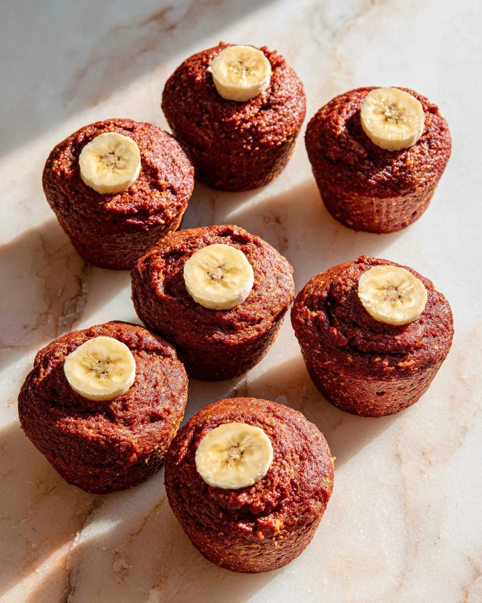 Baked Blender Beetroot Muffins on a cooling rack, showcasing their rich color and texture.
