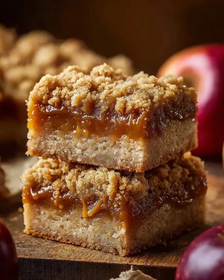 Delicious caramel apple crumb cake topped with a crunchy crumble and drizzled with caramel