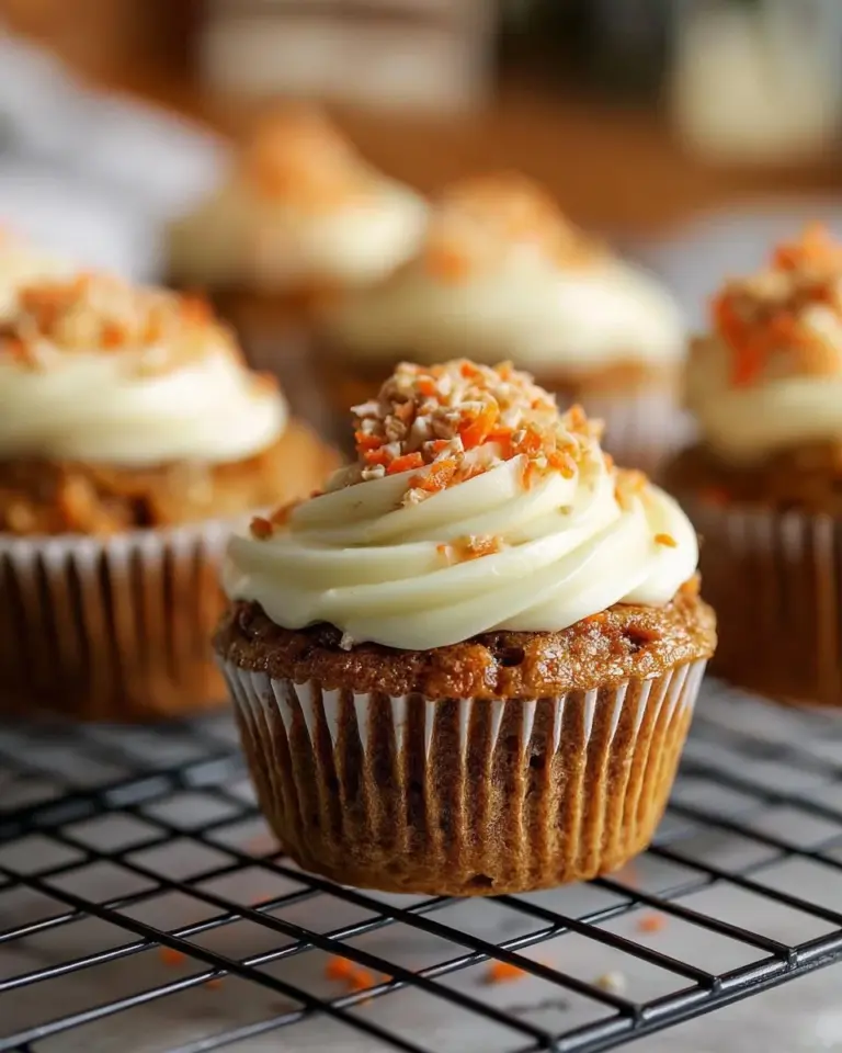 Freshly baked carrot cake muffins with cream cheese frosting