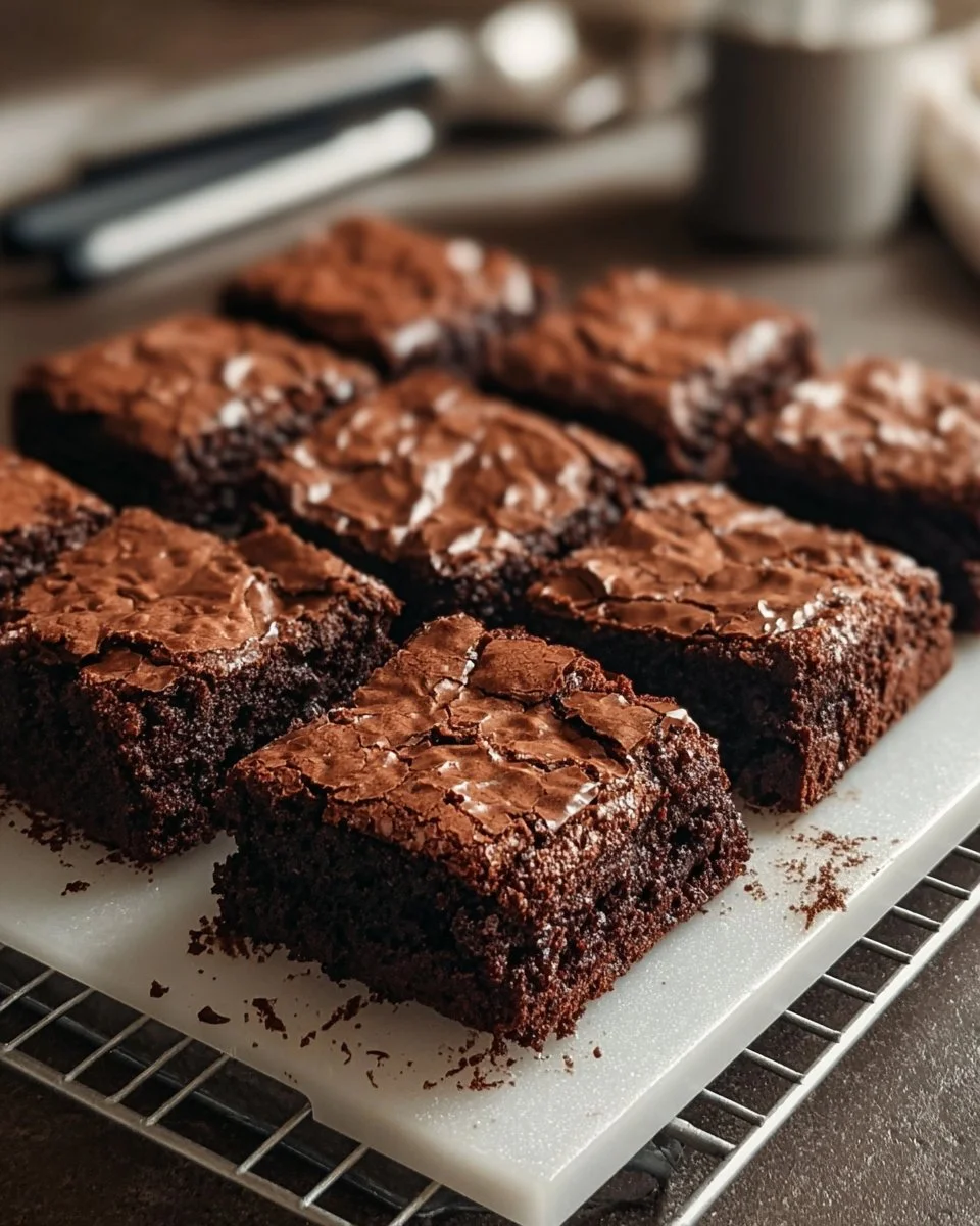 Delicious chewy chocolate brownies fresh out of the oven