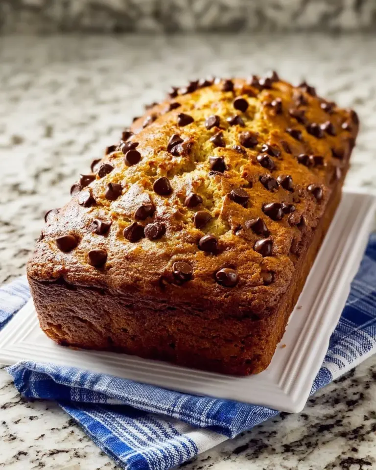 Delicious slice of chocolate chip banana bread on a wooden table