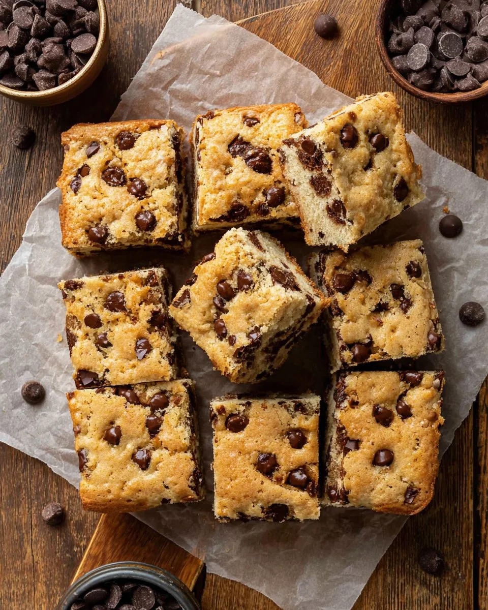 Freshly baked chocolate chip butter swim biscuits on a cooling rack