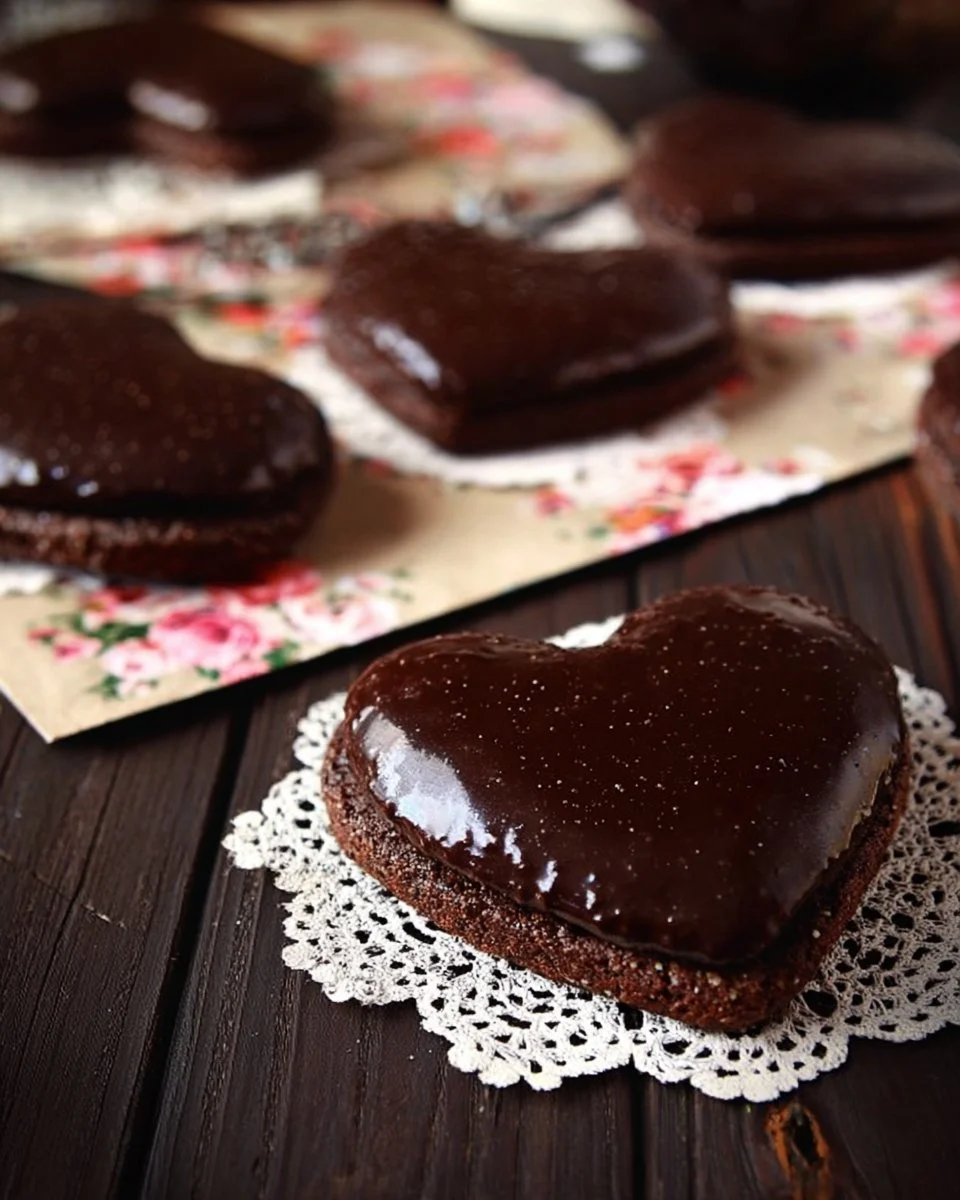 Delicious Chocolate Fudge Sandwich Cookies stacked on a plate