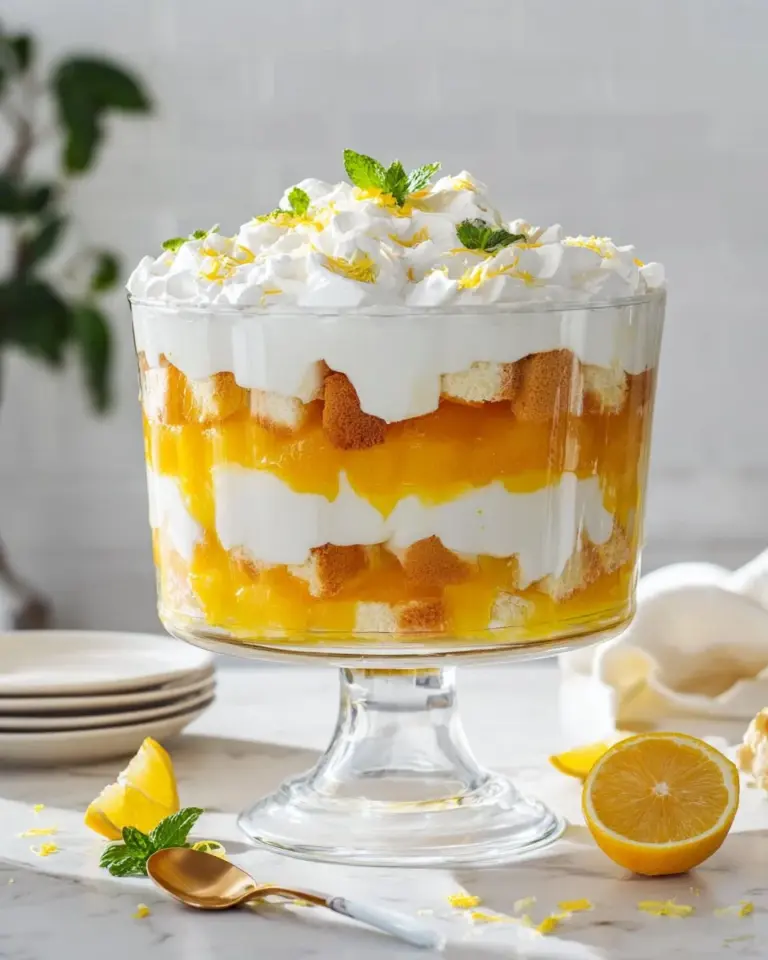 Delicious creamsicle trifle dessert with layers of orange and cream