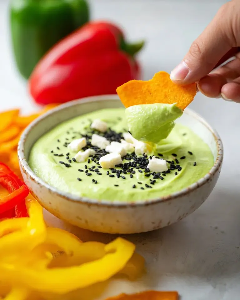 Bowl of creamy edamame hummus garnished with olive oil and spices