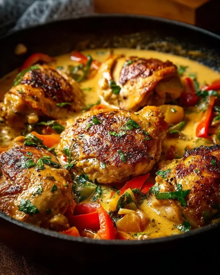 Delicious creamy Tuscan chicken served in a bowl with herbs and vegetables.