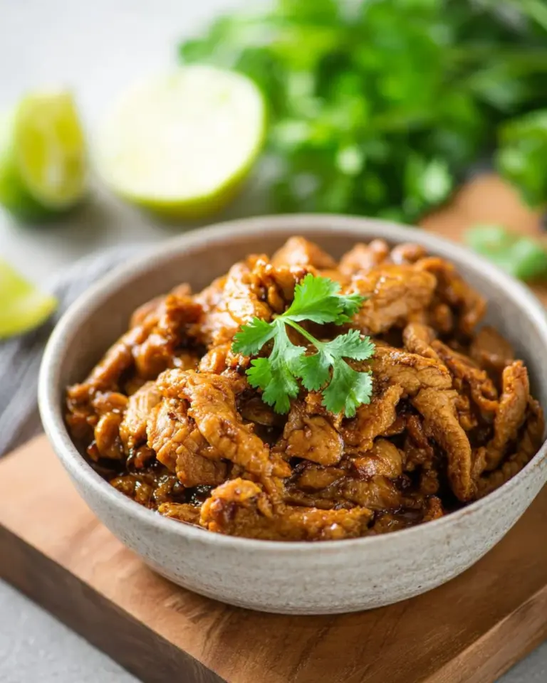 Delicious Garlic Pepper Pork dish garnished with herbs