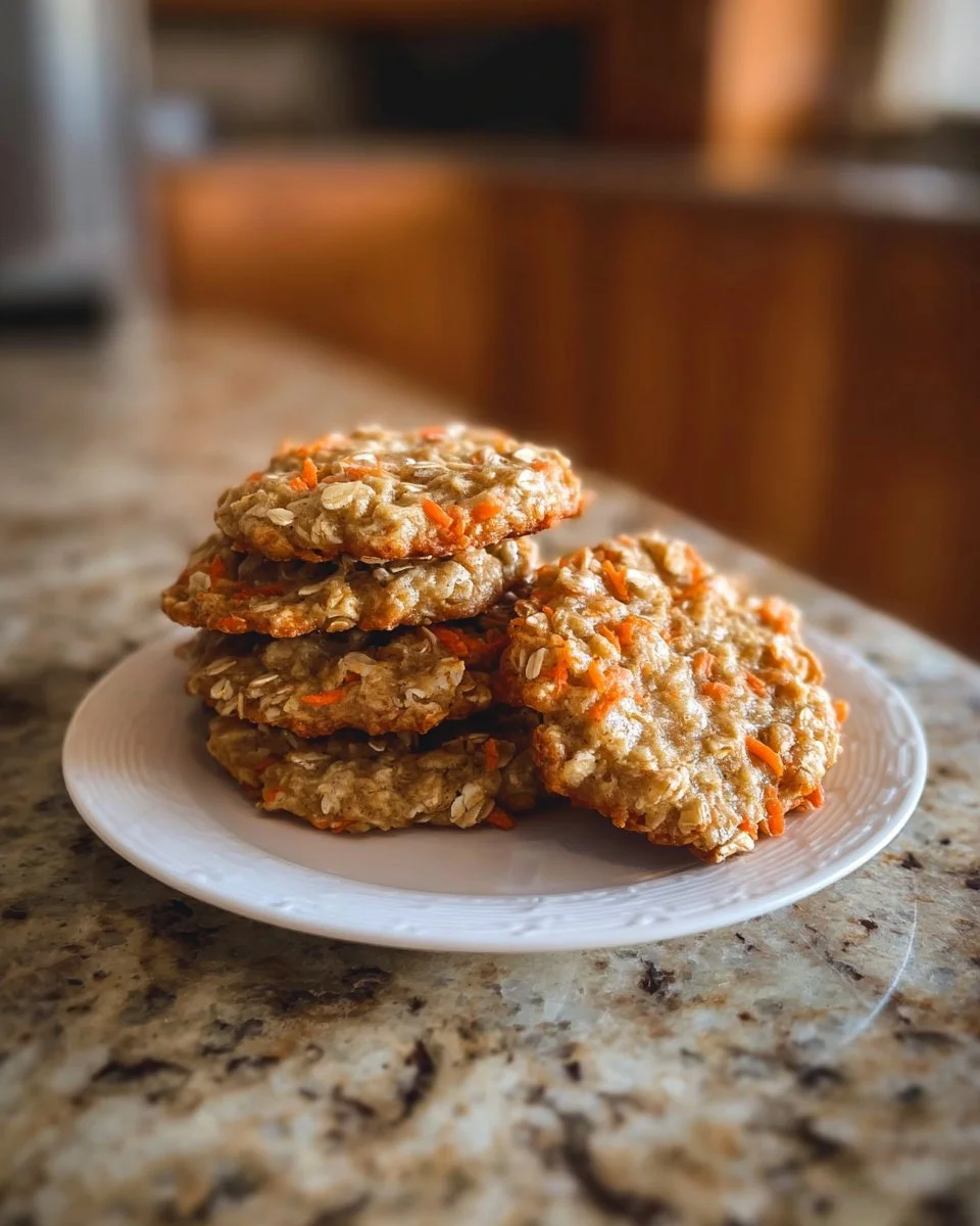 Delicious healthy carrot cake oatmeal cookies on a plate