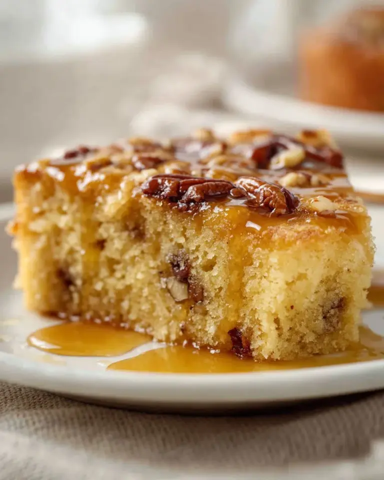 Deliciously moist Maple Pecan Snack Cake with a crunchy topping