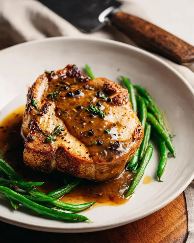 Succulent Instant Pot pork chops served with easy gravy in a delightful dish