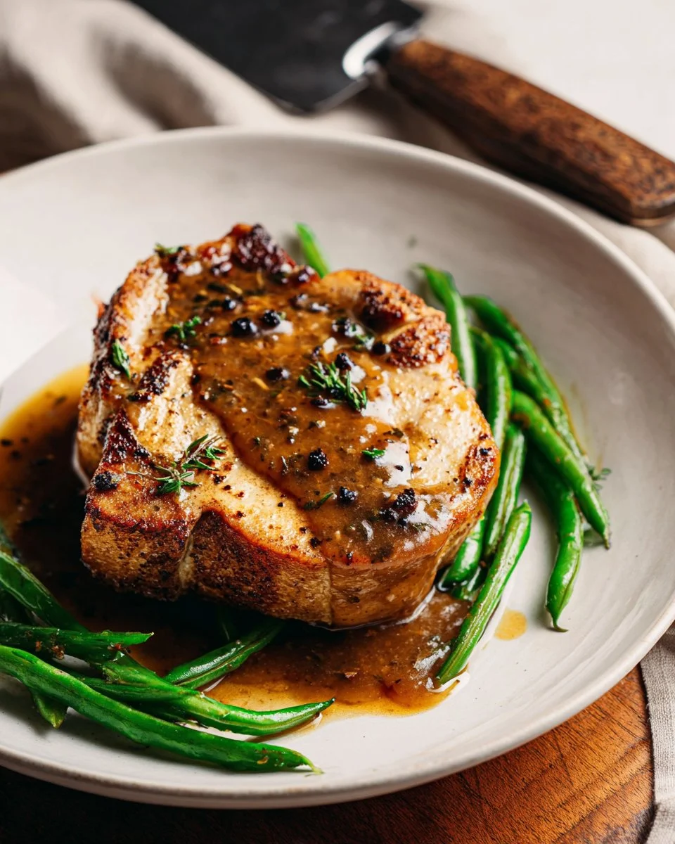 Succulent Instant Pot pork chops served with easy gravy in a delightful dish