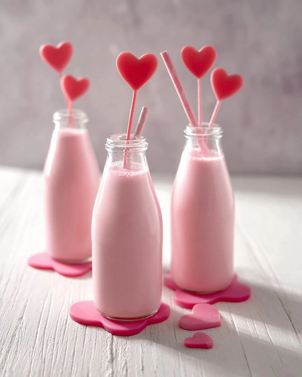 A glass of Thai Pink Milk (Nom Yen) garnished with ice and vibrant colors.