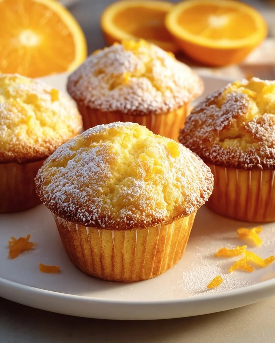 Delicious homemade orange muffins with a golden crust and citrusy aroma.