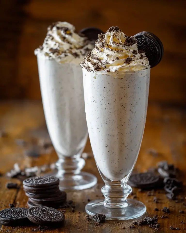 Delicious Oreo Milkshake topped with whipped cream and crushed Oreos