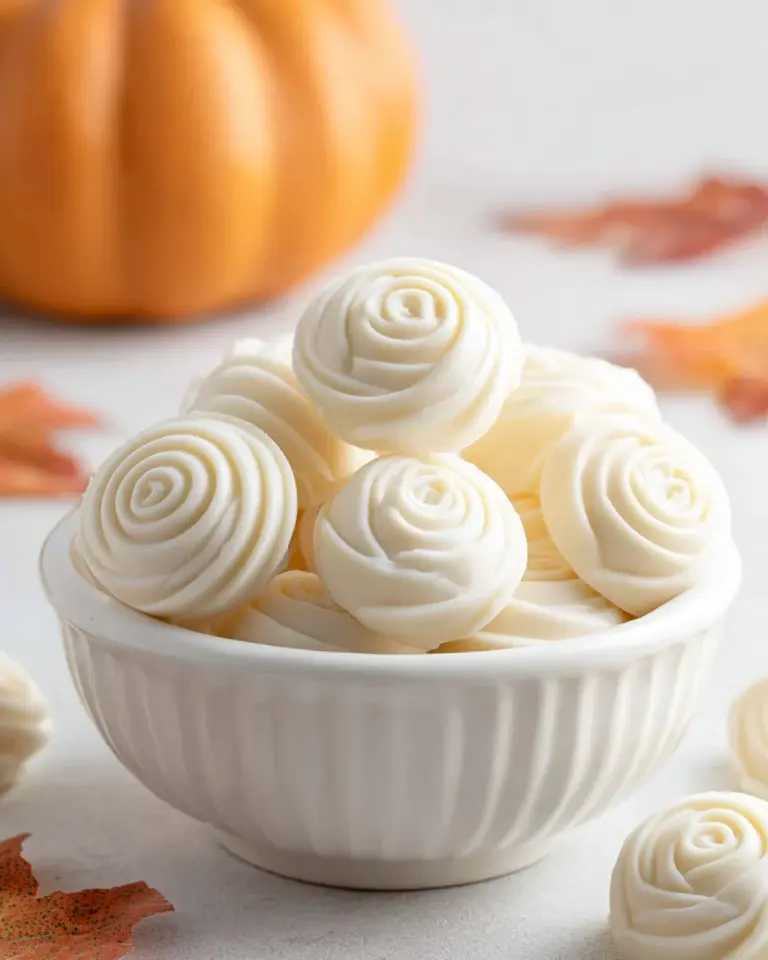 Delicious homemade pumpkin truffles with chocolate coating and fall decorations.