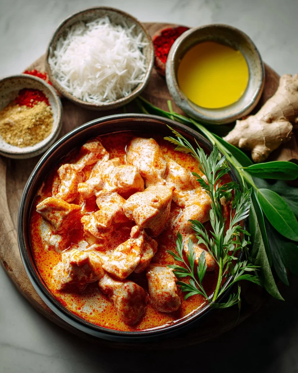 Delicious quick and easy Thai red chicken curry dish with vibrant colors