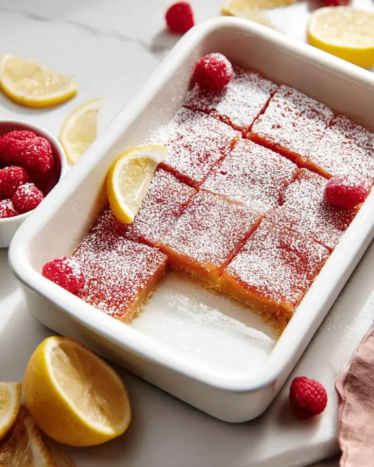Delicious Raspberry Lemon Bars topped with fresh raspberries and lemon zest