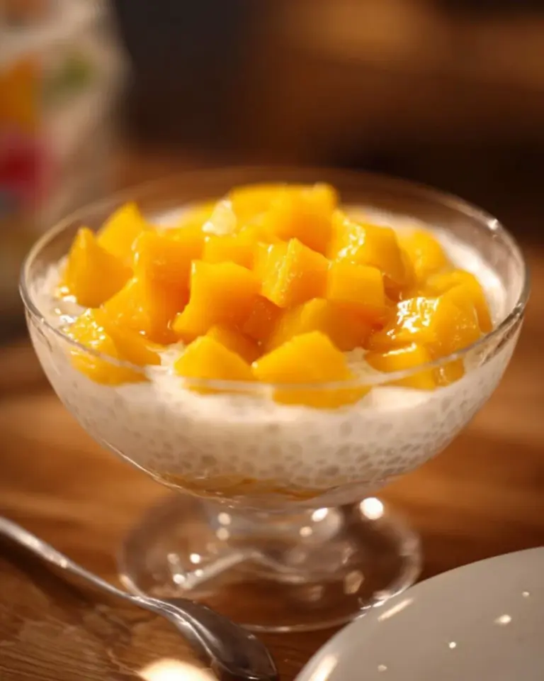Delicious bowl of real sago pudding topped with coconut