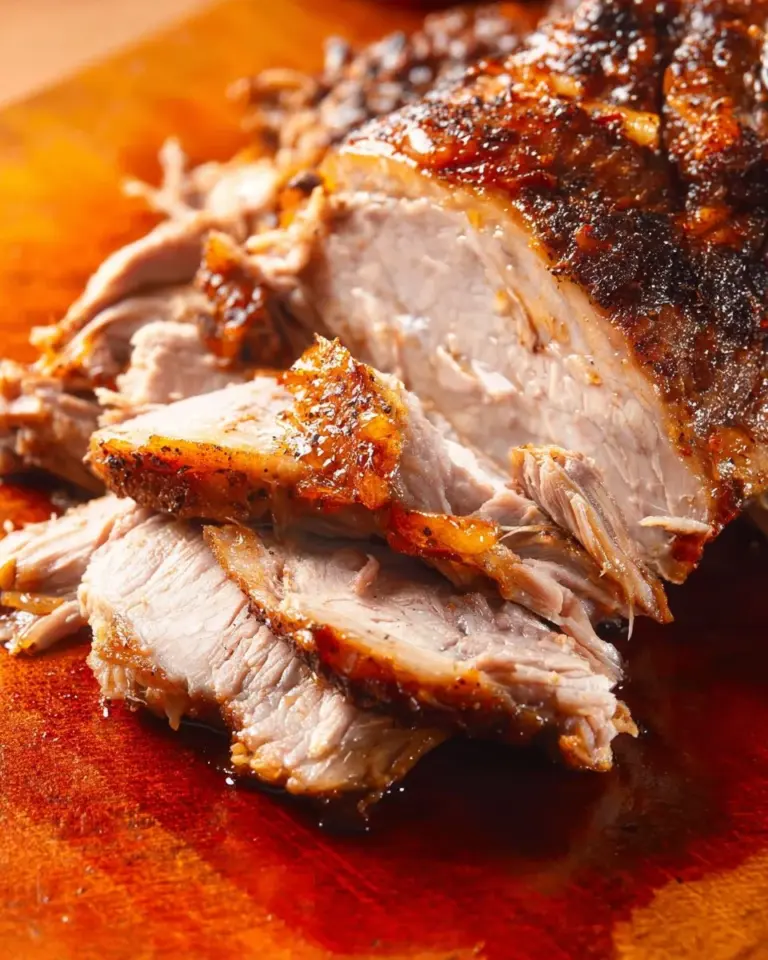 Slow Cooker Pork Loin served with delicious sauce