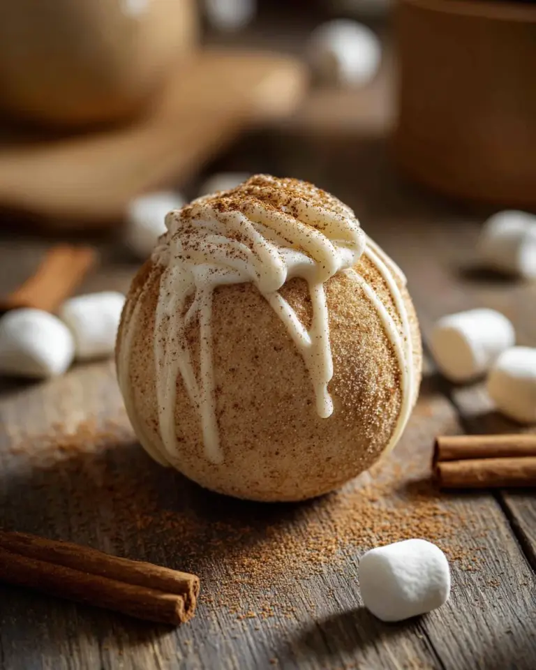 Homemade snickerdoodle hot cocoa bombs filled with chocolate and cinnamon