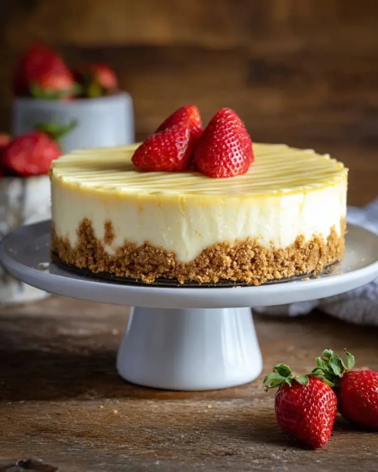Delicious strawberry crumble cheesecake with a buttery topping and creamy filling