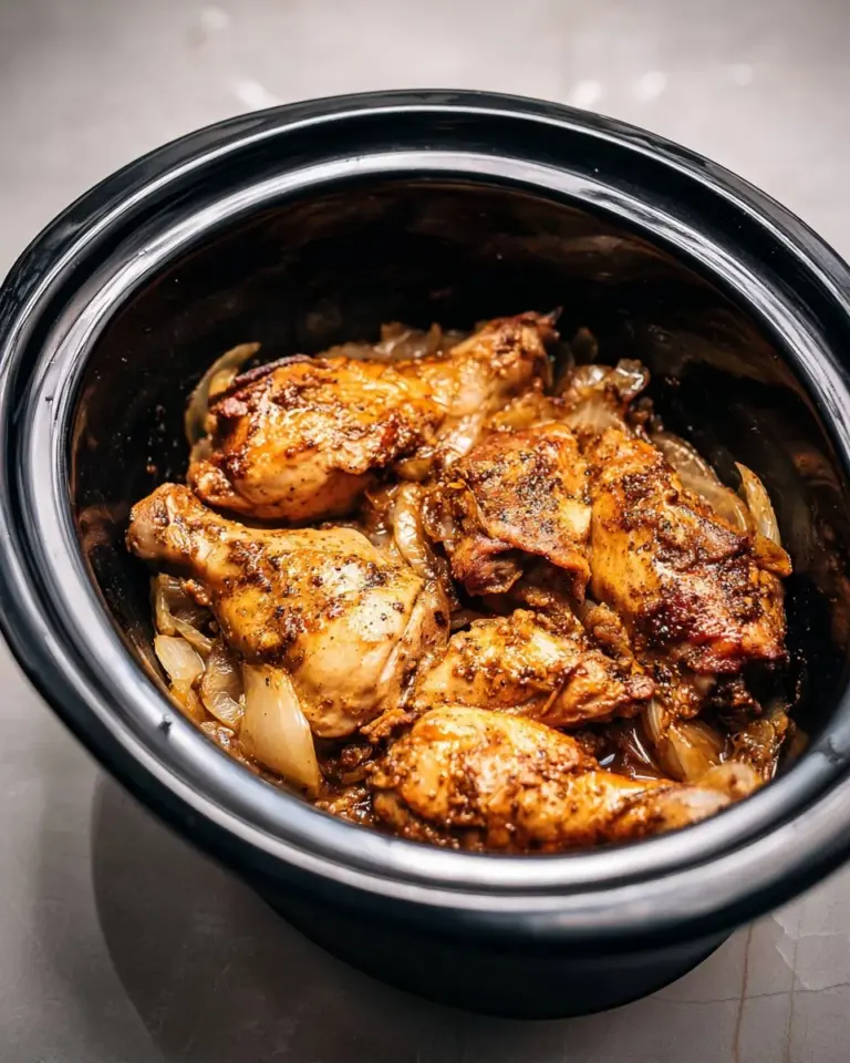 Tender slow cooker whole chicken cooked with herbs and spices