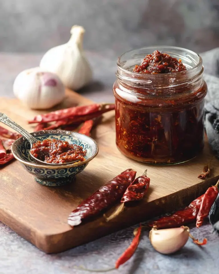 Delicious homemade Thai Chili Paste (Nam Prik Pao) in a vibrant bowl.
