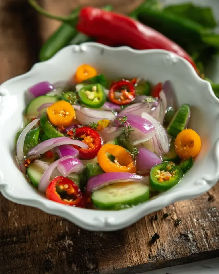 Bowl of Thai cucumber relish served with fresh vegetables