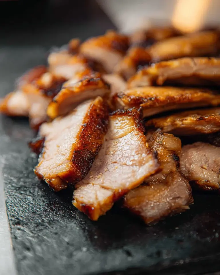 Delicious Thai grilled pork neck served with dipping sauce and herbs