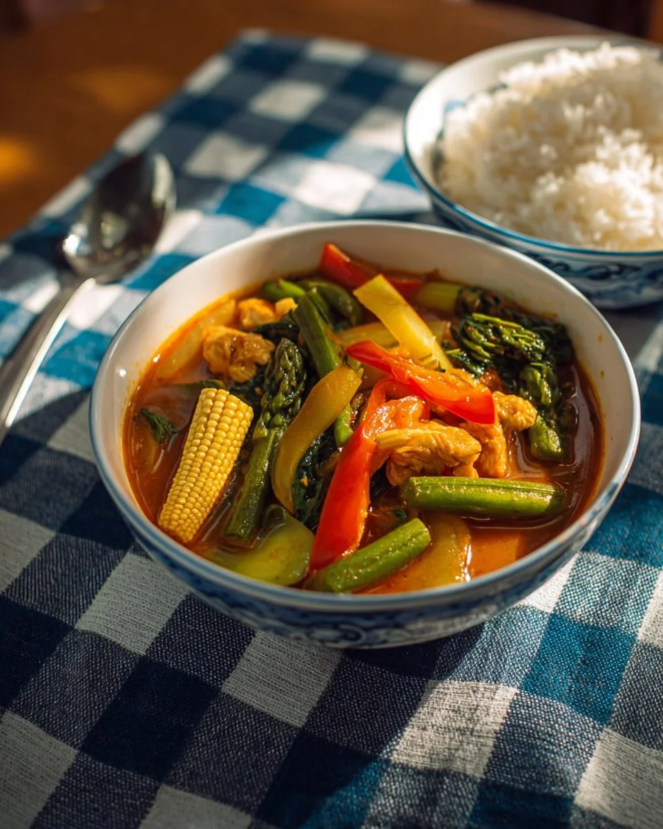 Delicious Thai Jungle Curry with Chicken served in a vibrant bowl