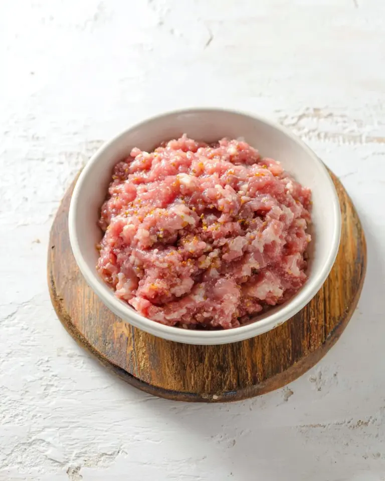 Delicious Thai-style marinated ground pork ready for cooking