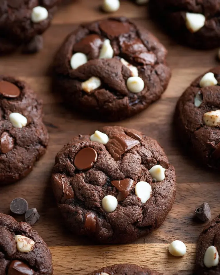 Delicious triple chocolate chunk cookies baked to perfection