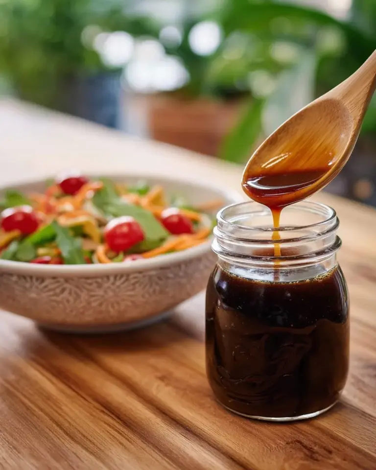 Bottle of universal stir fry sauce with vibrant vegetables in the background