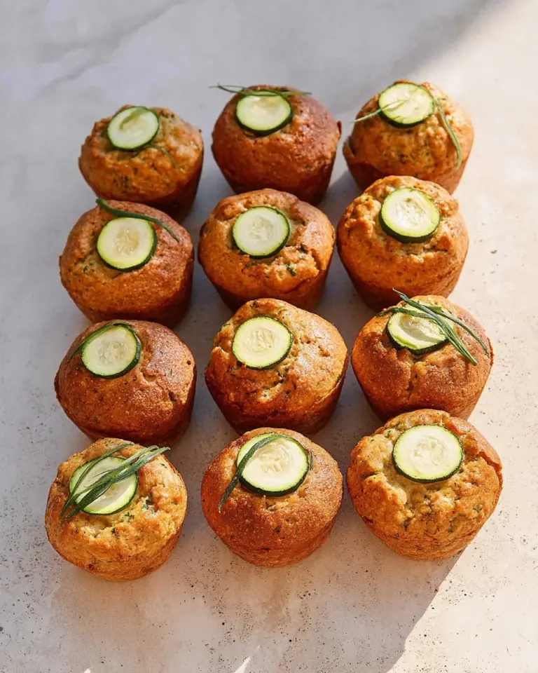 Freshly baked zucchini feta muffins on a cooling rack